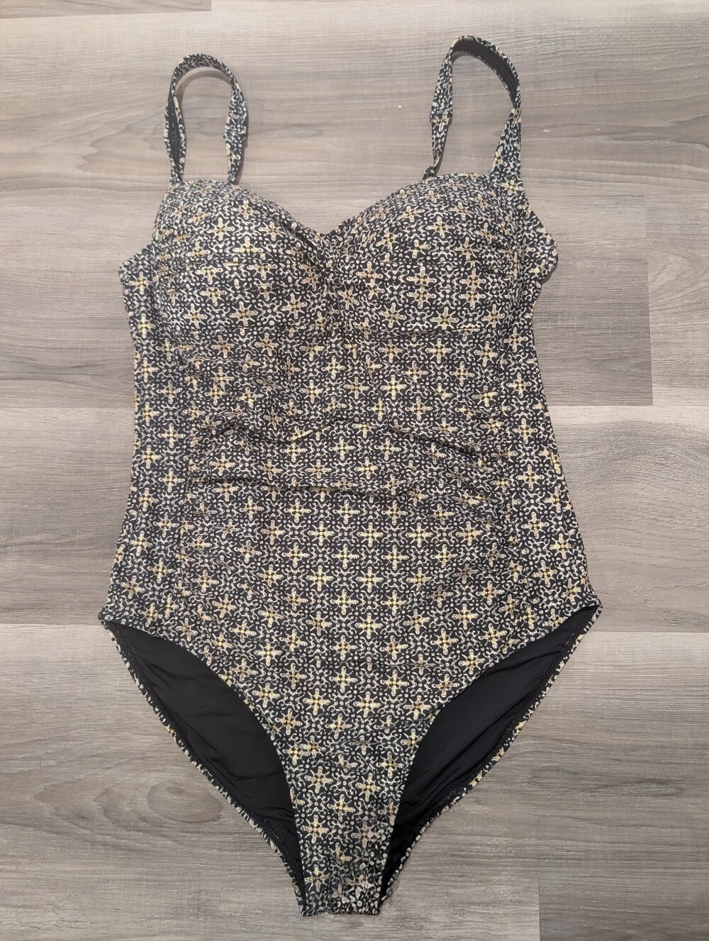 Nip Tuck Swim | Joanne Metallic Twist Front One Piece Swimsuit In Black Gold